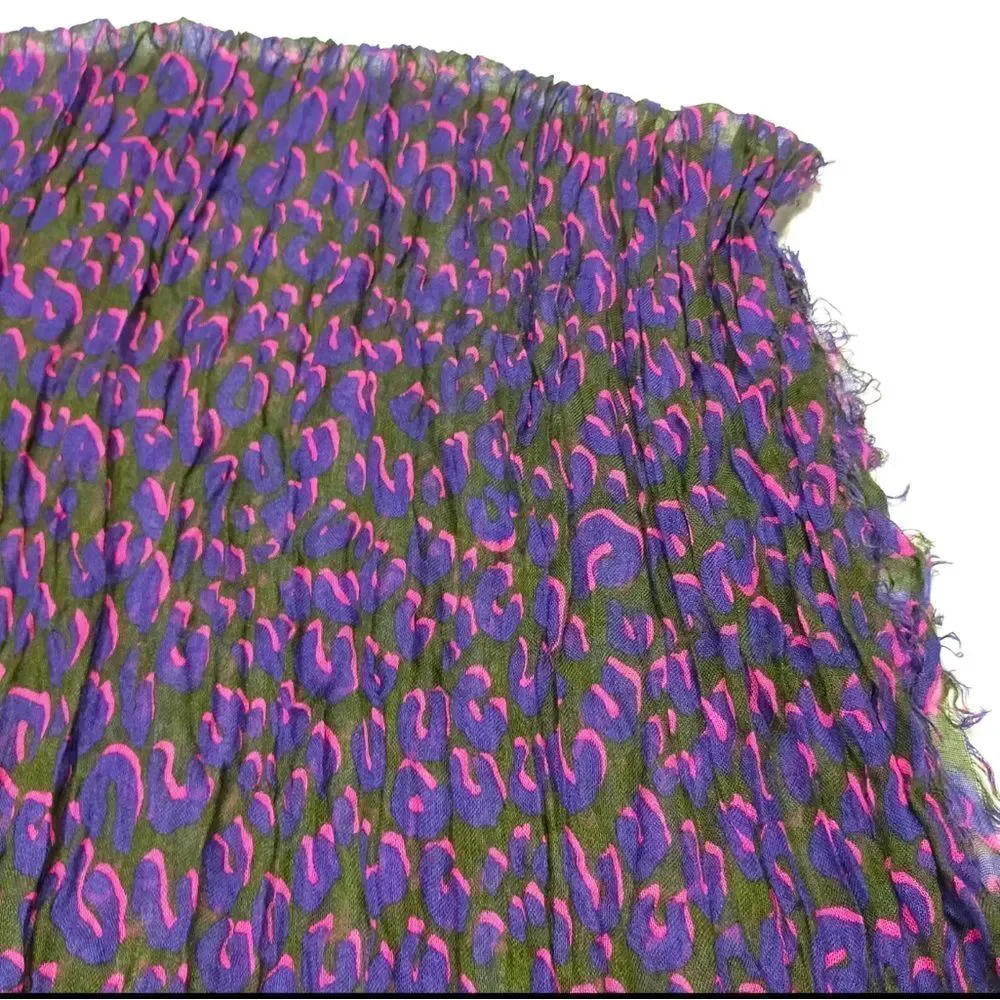 Auth Louis Vuitton Stephan Spouse Ltd Edition Violet Leopard Cashmere Silk Shawl